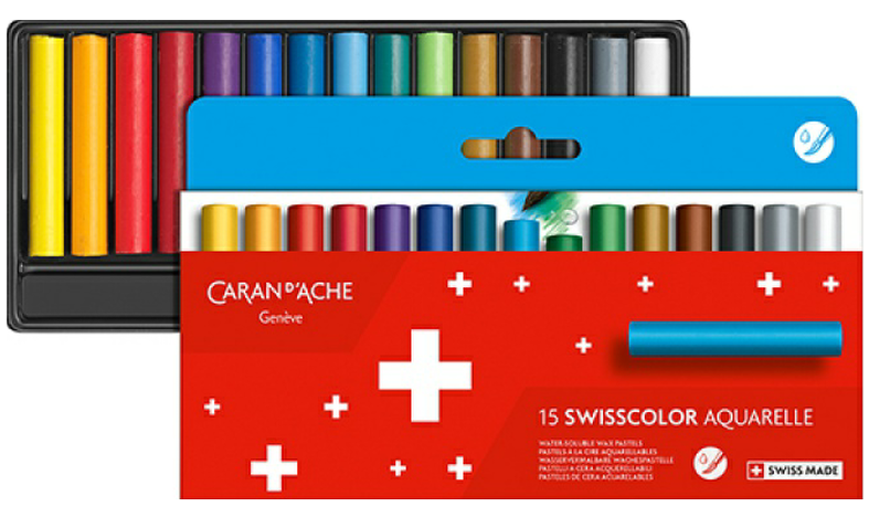Caran d'Ache Swisscolor Water Soluble Wax Pastels 15 Assorted Colours