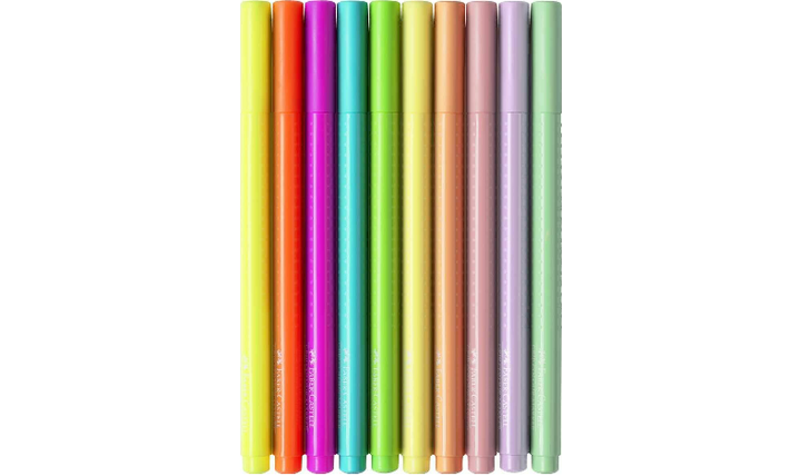 Faber-Castell Grip Colour Markers - Neon + Pastel Colours Set of 10