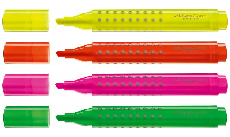 Faber-Castell Grip Textliner Highlighter Pen Wallet of 4 Assorted Colours