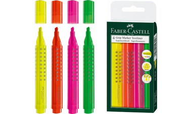 Faber-Castell Grip Textliner Highlighter Pen Wallet of 4 Assorted Colours