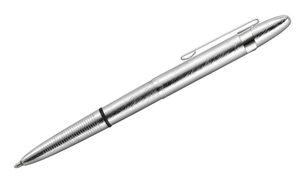 Fisher Space Pen Bullet Pressurised Ballpoint Pen Brushed Chrome Pocket Clip