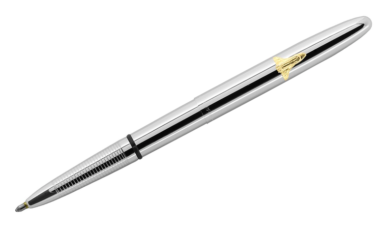 Fisher Space Pen Bullet Pressurised Ballpoint Pen Chrome Shuttle Emblem