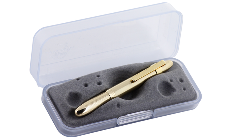 Handmade Brass Pocket Pen - Retro EDC Ballpoint - Model P-22TP - Black Ink