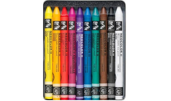 Caran d'Ache Neocolor II Water Soluble Wax Pastels Assortment of 10
