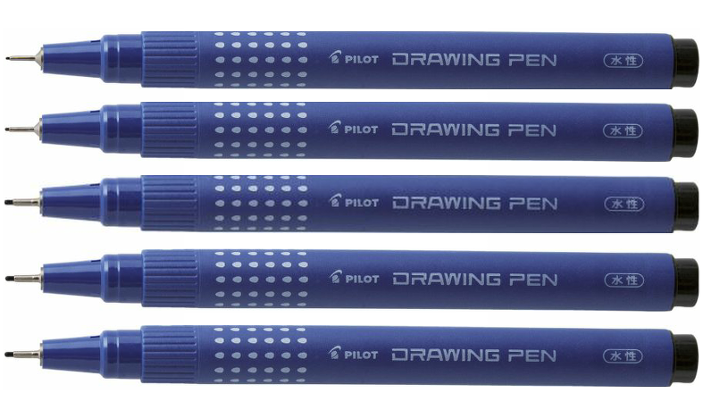 Pilot DR Drawing Pen Black Ink Wallet of 5