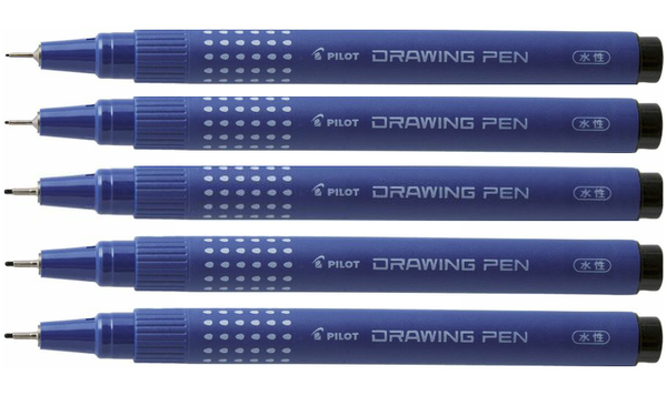 Pilot DR Drawing Pen Black Ink Wallet of 5