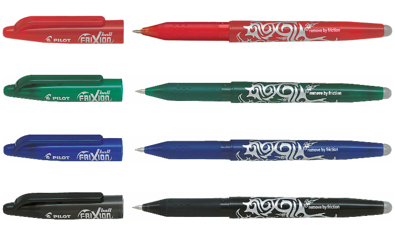 Pilot FriXion Ball Erasable Rollerball Pen Medium Set of 4 (Black/Blue/Green/Red)