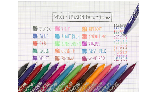 Pilot FriXion Erasable Rollerball Pen Assorted Pack of 5 (2 Black, 2 Blue, 1 Green)