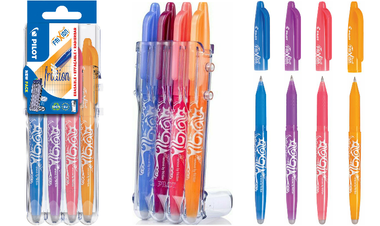 Pilot FriXion Ball Erasable Rollerball Pen Medium 'Set 2 Go' Desk Set of 4 Assorted
