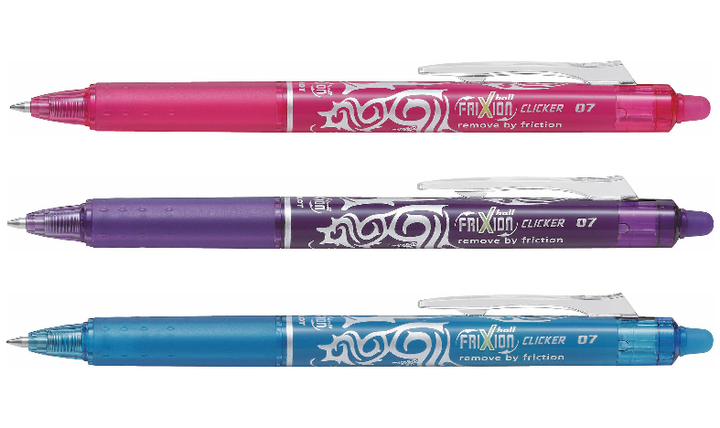 Pilot FriXion Clicker 07 Erasable Rollerball Pen Assorted Pack of 3
