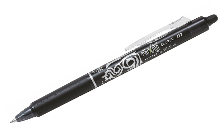 Pilot FriXion Clicker 07 Erasable Rollerball Pen Black Box of 24 Black (12 Pens + 12 Refills)