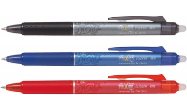Pilot FriXion Clicker Erasable Rollerball Pen 05 Fine BLRT-FR5 Assorted Set of 3