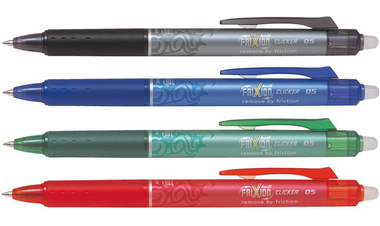 Pilot FriXion Clicker Erasable Rollerball Pen 05 Fine BLRT-FR5 Assorted Set of 4