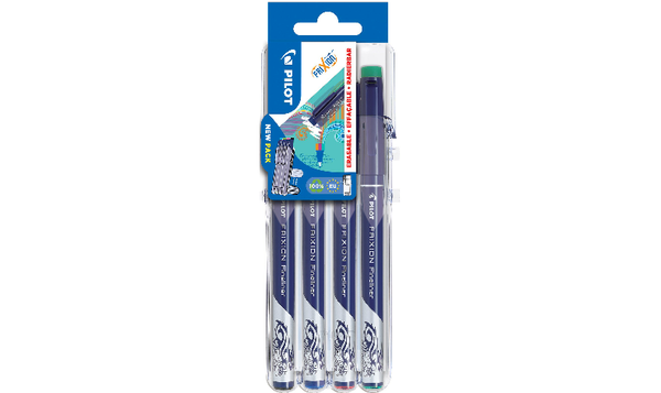 Pilot FriXion Erasable Fineliners 'Set 2 Go' Desk Set of 4 (Black Blue Green Red)