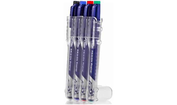 Pilot FriXion Erasable Fineliners 'Set 2 Go' Desk Set of 4 (Black Blue Green Red)