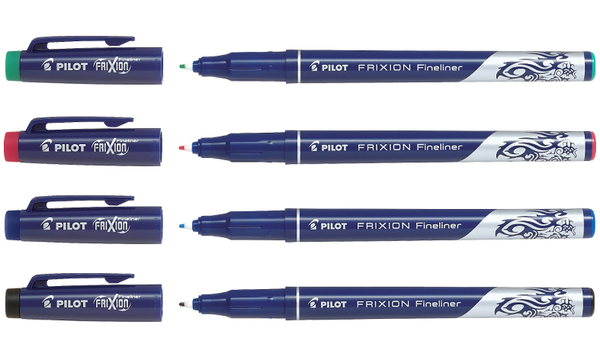 Pilot FriXion Erasable Fineliners 'Set 2 Go' Desk Set of 4 (Black Blue Green Red)