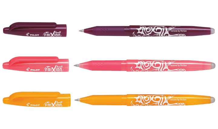 Pilot FriXion Erasable Rollerball Pen Pack of 3 (Apricot Orange/Coral Pink/Wine Red)