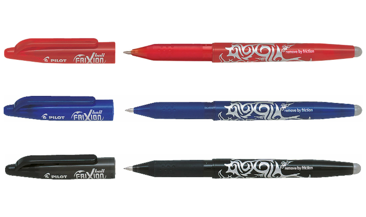 Pilot FriXion Erasable Rollerball Pen Assorted Pack of 3 (Black/Blue/Red)