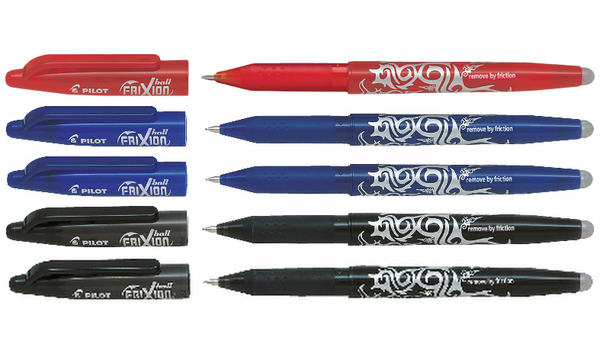 Pilot FriXion Erasable Rollerball Pen Assorted Pack of 5 (2 Black, 2 Blue, 1 Red)