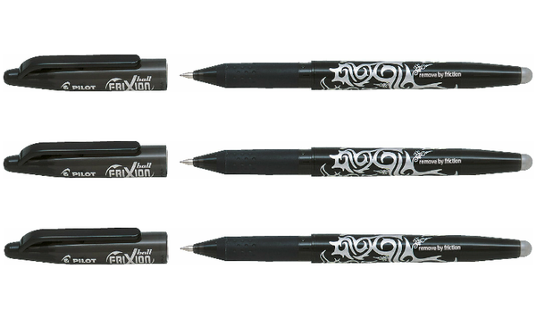 Pilot FriXion Erasable Rollerball Pen Black Pack of 3
