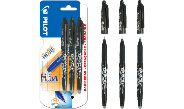 Pilot FriXion Erasable Rollerball Pen Black Pack of 3