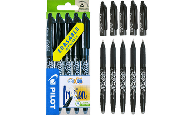 Pilot FriXion Erasable Rollerball Pen Black Pack of 5