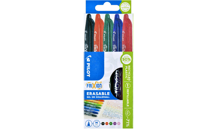 Pilot FriXion Erasable Rollerball Pen Assorted Pack of 5