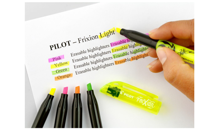 Pilot FriXion Light Erasable Highlighter Pen Wallet of 4 (Blue, Green, Yellow, Violet)