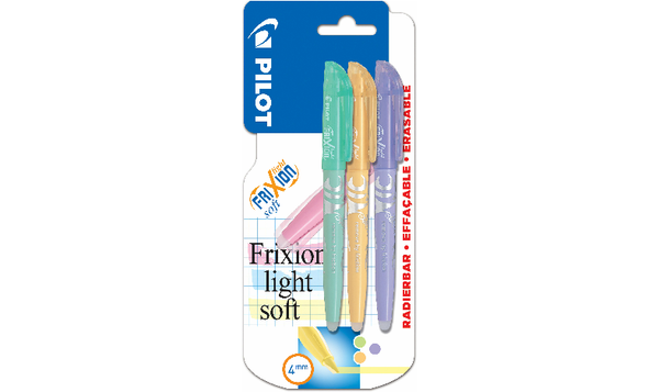 Pilot FriXion Light Soft Pastel Erasable Highlighter Pen Assorted Pack of 3 (Green Orange Violet)