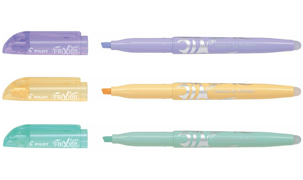 Pilot FriXion Light Soft Pastel Erasable Highlighter Pen Assorted Pack of 3 (Green Orange Violet)
