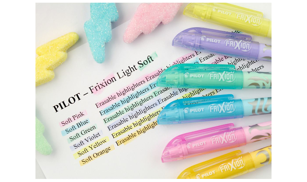 Pilot FriXion Light Soft Pastel Erasable Highlighter Pen Assorted Pack of 3 (Green Orange Violet)
