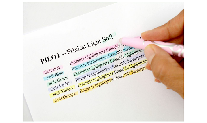 Pilot FriXion Light Soft Pastel Erasable Highlighter Pen Assorted Pack of 3 (Green Orange Violet)