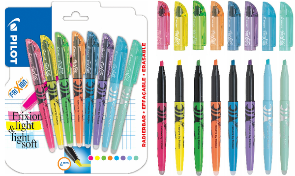 Pilot FriXion Light Soft Pastel Erasable Highlighter Set of 8