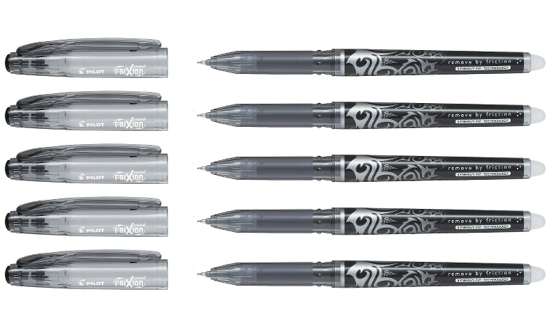 Pilot FriXion Point Erasable Rollerball Pen Black Wallet of 5