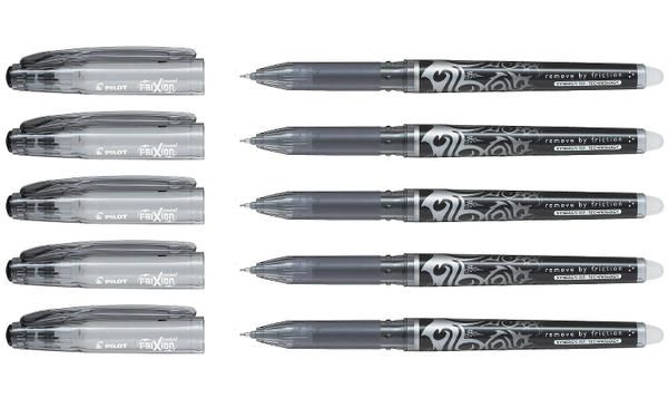 Pilot FriXion Point Erasable Rollerball Pen Black Wallet of 5