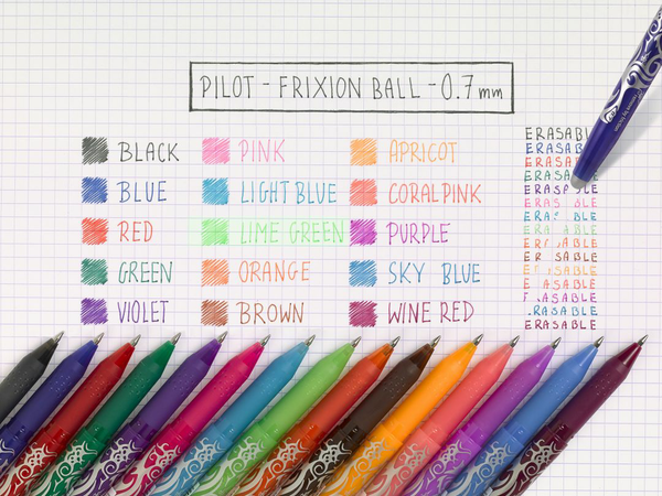 Pilot FriXion Erasable Rollerball Pen Assorted Pack of 5 (2 Black, 2 Blue, 1 Red)