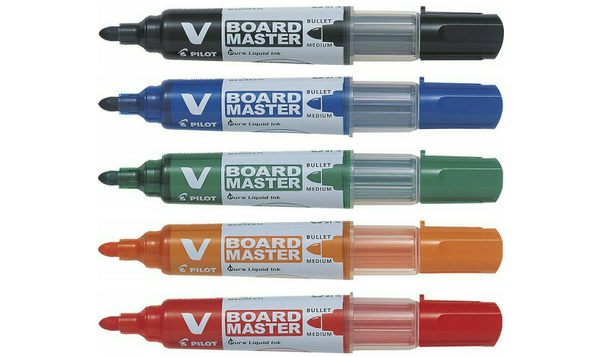 Pilot V Board Master Bullet Tip Whiteboard Marker Wallet of 5