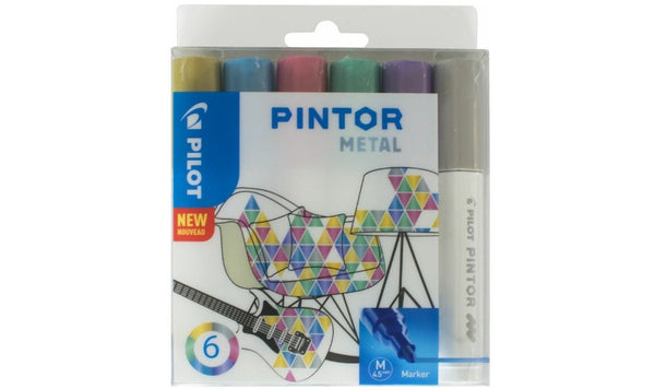 Pilot Pintor Marker Medium Assorted Wallet of 6 Metallic Colours