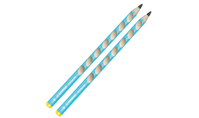 Ergonomic Graphite Pencil - STABILO EASYgraph - Left or Right Handed - Pack of 2 - Blue - HB