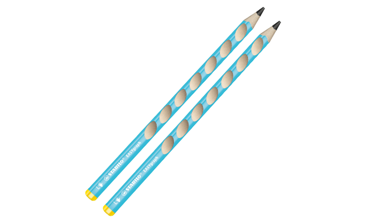 Ergonomic Graphite Pencil - STABILO EASYgraph - Left or Right Handed - Pack of 2 - Blue - HB