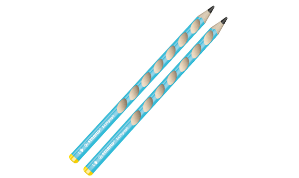 Ergonomic Graphite Pencil - STABILO EASYgraph - Left or Right Handed - Pack of 2 - Blue - HB