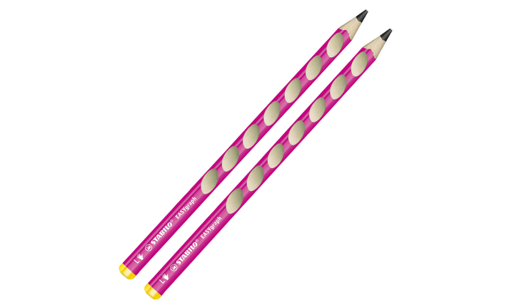 Ergonomic Graphite Pencil - STABILO EASYgraph - Left Handed - Pack of 2 - Pink - HB