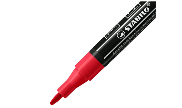 Acrylic Marker - STABILO FREE Acrylic - T100 1-2 mm Bullet Tip Royal - Wallet of 5 - Assorted Colours