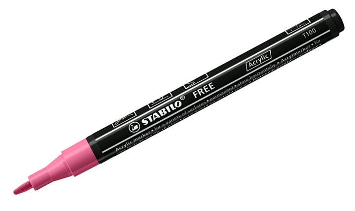 Acrylic Marker - STABILO FREE Acrylic - T100 1-2 mm Bullet Tip Spring - Wallet of 5 - Assorted colours