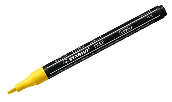 Acrylic Marker - STABILO FREE Acrylic - T100 1-2 mm Bullet Tip Royal - Wallet of 5 - Assorted Colours