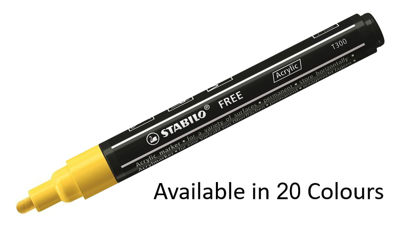 Acrylic Marker - STABILO Free Acrylic T300 2-3mm Bullet Tip - Assorted Pack Sizes and Colours