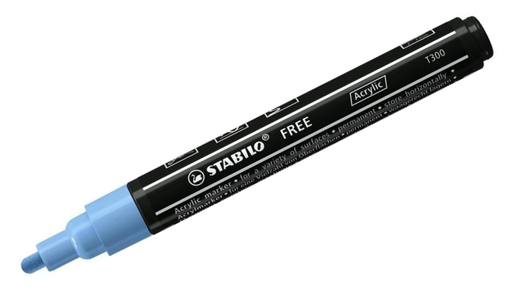 Acrylic Marker - STABILO FREE Acrylic - T300 2-3 mm Bullet Tip Candy - Wallet of 5 - Assorted Colours