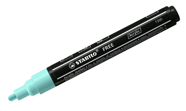 Acrylic Marker - STABILO FREE Acrylic - T300 2-3 mm Bullet Tip Candy - Wallet of 5 - Assorted Colours
