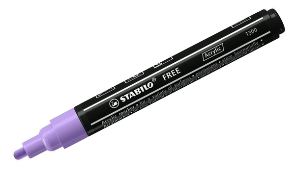 Acrylic Marker - STABILO FREE Acrylic - T300 2-3 mm Bullet Tip Vibrant - Wallet of 5 - Assorted Colours