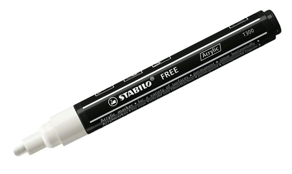 Acrylic Marker - STABILO FREE Acrylic - T300 2-3 mm Bullet Tip Candy - Wallet of 5 - Assorted Colours